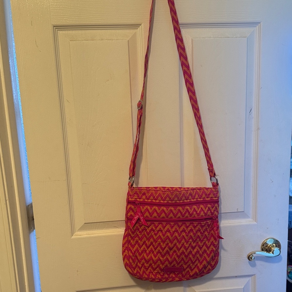 Vera Bradley Pink and Orange Chevron Crossbody Bag
